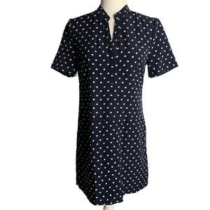 Cupcakes & Cashmere Shift Dress S Blue Squares Pockets Short Sleeve V Neck